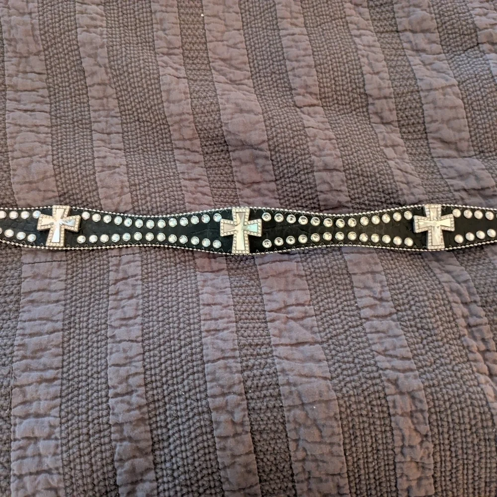 Blazin Roxx Black and Silver Studded Belt